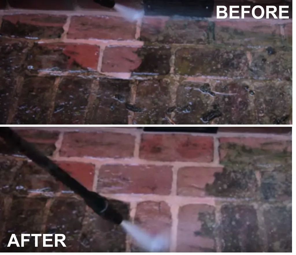 Brick pavers before and after cleaning